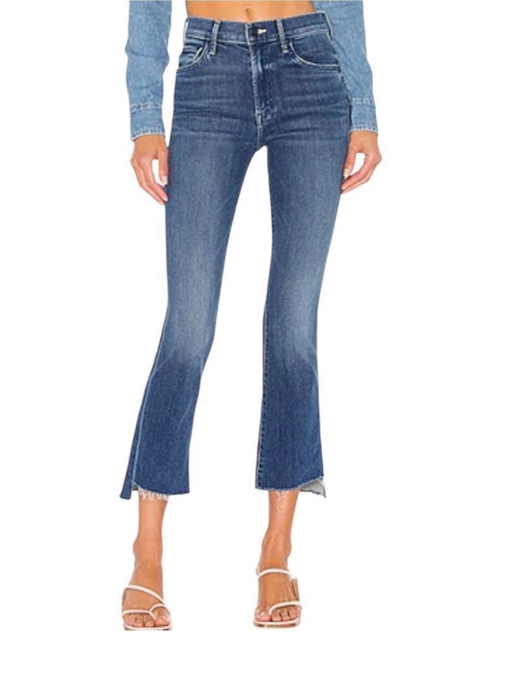 Mother The Insider Crop Step Fray Wish on a Star Wash Denim Jeans